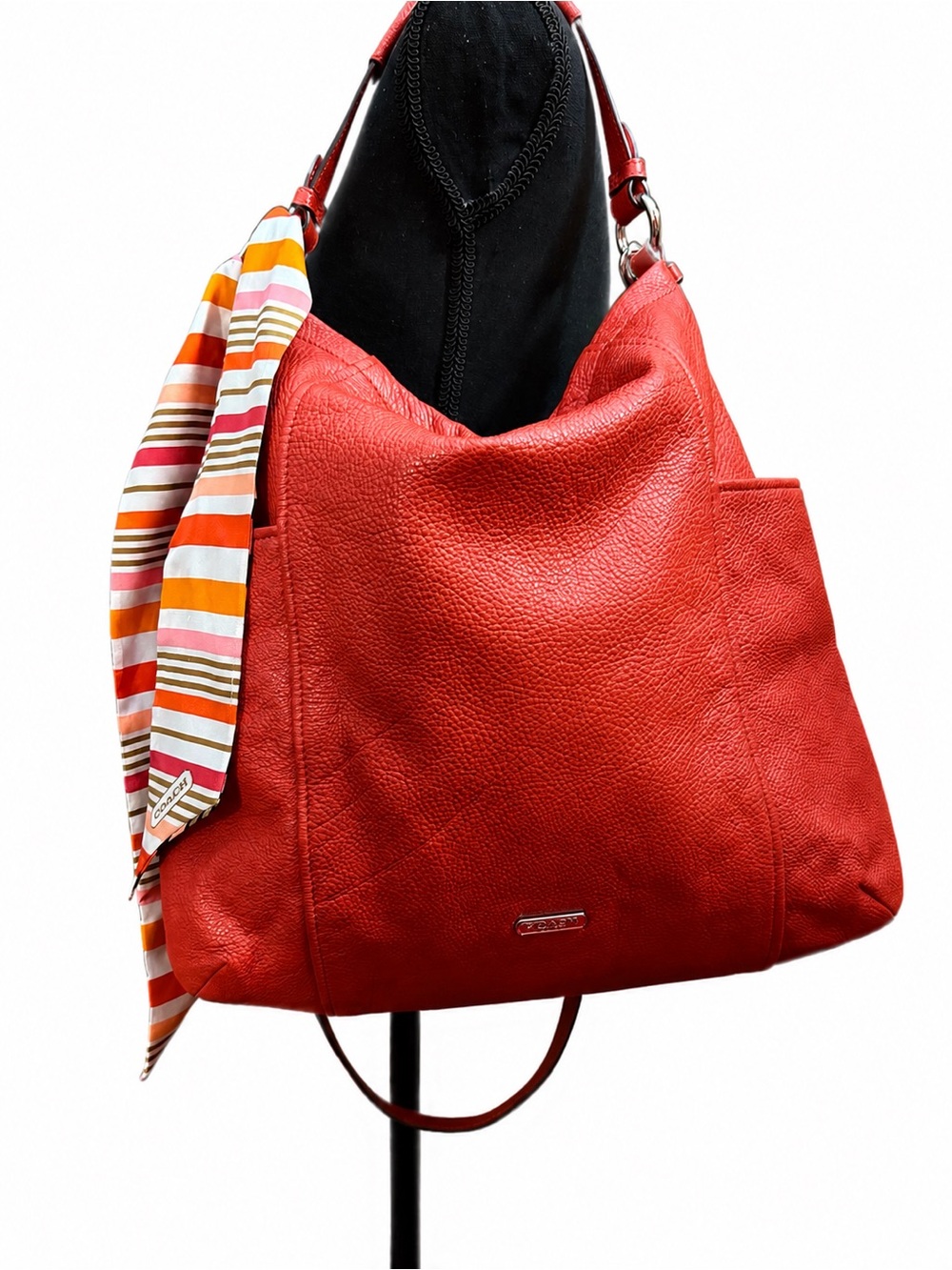Coach Pebbled Leather Top Handle /Shoulder / Crossbody Bag – Paprika